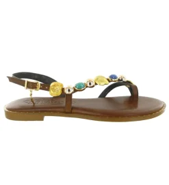 sandales et nu pieds - Entre doigt & Tong - femme - Cuir - Marron - Caryatis