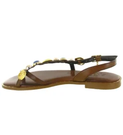 sandales et nu pieds - Entre doigt & Tong - femme - Cuir - Marron - Caryatis
