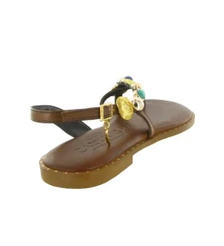sandales et nu pieds - Entre doigt & Tong - femme - Cuir - Marron - Caryatis