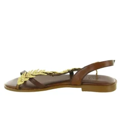 sandales et nu pieds - Entre doigt & Tong - femme - Cuir - Marron - Caryatis