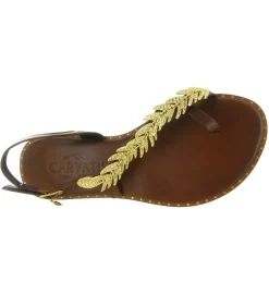 sandales et nu pieds - Entre doigt & Tong - femme - Cuir - Marron - Caryatis