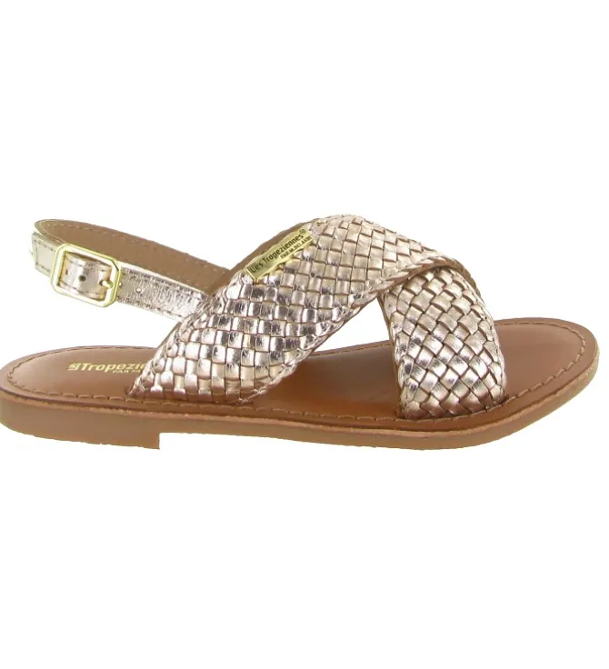 sandales et nu pieds - - junior fille - Cuir - Or - Les tropeziennes