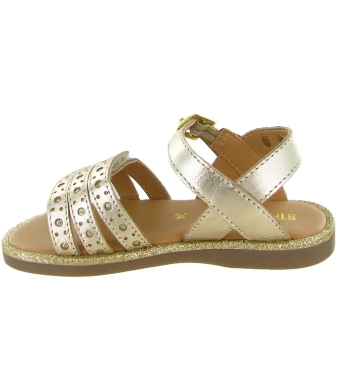 sandales et nu pieds - - junior fille - Cuir - Or - Les tropeziennes