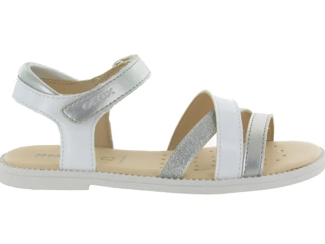 sandales et nu pieds - - junior fille - Cuir - Argent - Geox