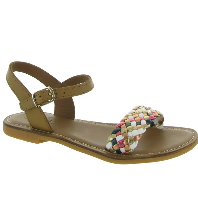 sandales et nu pieds - - junior fille - Cuir - Marron - Adolie