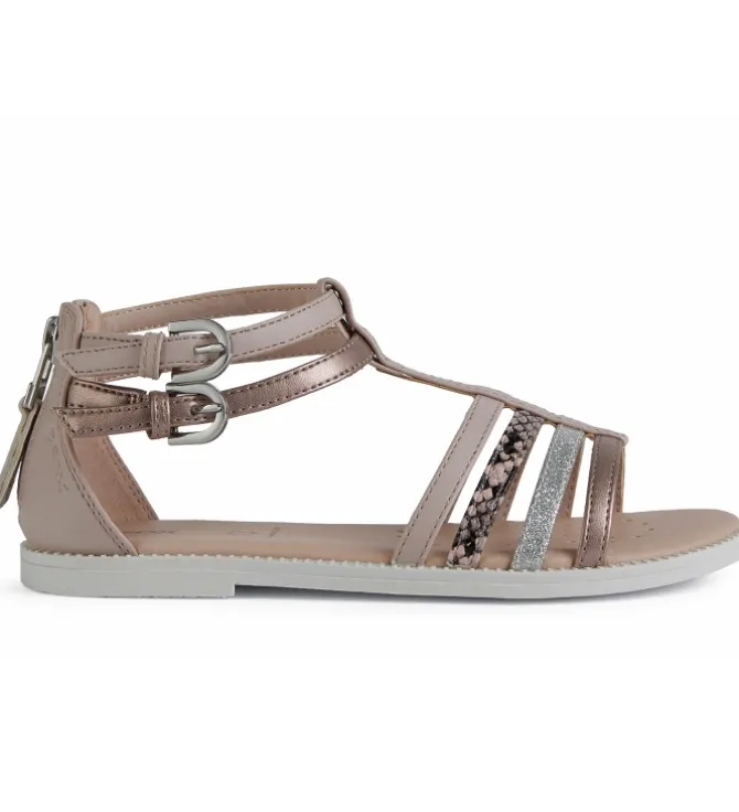sandales et nu pieds - - junior fille - Cuir - Rose - Geox