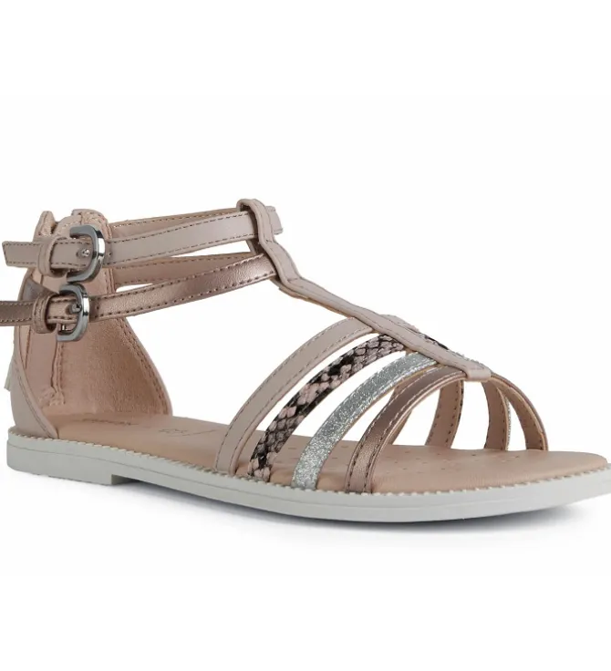 sandales et nu pieds - - junior fille - Cuir - Rose - Geox