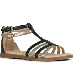 sandales et nu pieds - - junior fille - Cuir - Noir - Geox