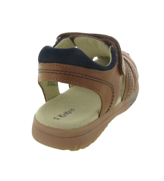 sandales et nu pieds - - junior garcon - Cuir - Marron - Kickers