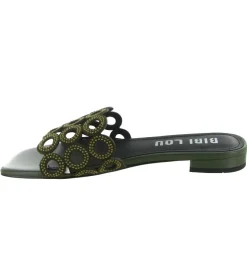 sandales et nu pieds - Mule Sabot - femme - Cuir - Kaki - Bibi lou
