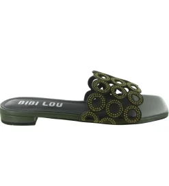 sandales et nu pieds - Mule Sabot - femme - Cuir - Kaki - Bibi lou