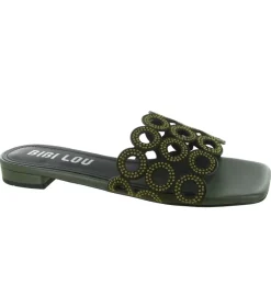 sandales et nu pieds - Mule Sabot - femme - Cuir - Kaki - Bibi lou