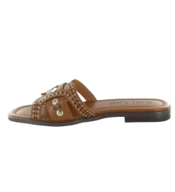 sandales et nu pieds - Mule Sabot - femme - Cuir - Camel - Bibi lou