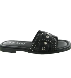 sandales et nu pieds - Mule Sabot - femme - Cuir - Noir - Bibi lou