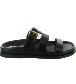sandales et nu pieds - Mule Sabot - femme - Cuir - Noir - Bibi lou