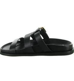 sandales et nu pieds - Mule Sabot - femme - Cuir - Noir - Bibi lou