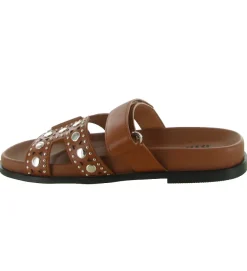 sandales et nu pieds - Mule Sabot - femme - Cuir - Marron - Bibi lou
