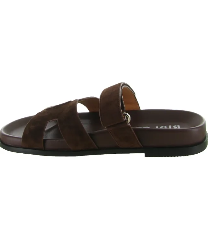 sandales et nu pieds - Mule Sabot - femme - Nubuck - Marron - Bibi lou