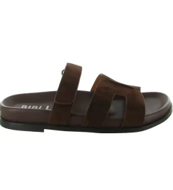 sandales et nu pieds - Mule Sabot - femme - Nubuck - Marron - Bibi lou