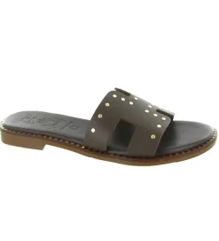 sandales et nu pieds - Mule Sabot - femme - Nubuck - Marron - Oh my sandals