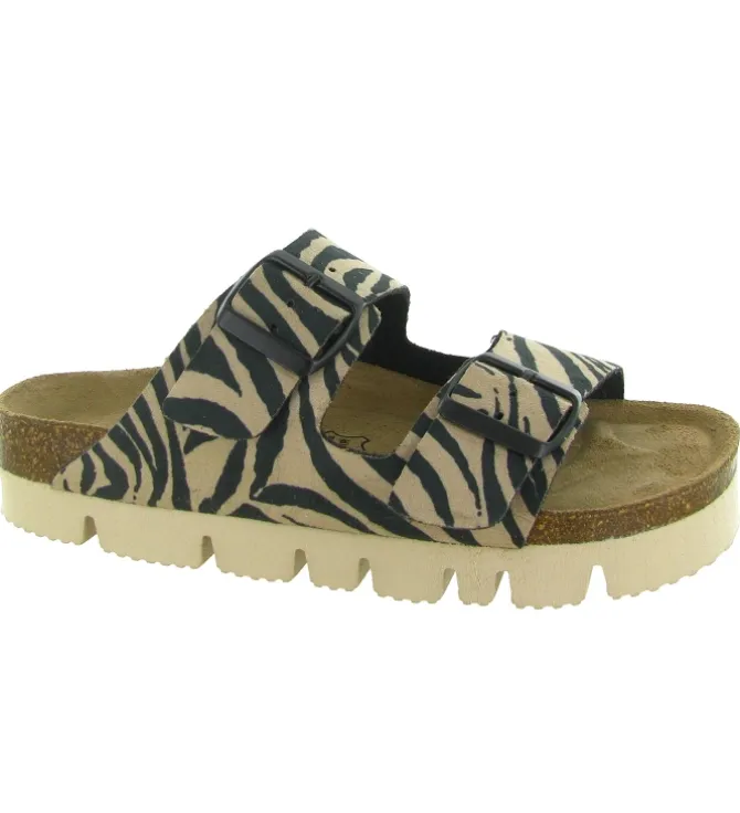 sandales et nu pieds - Mule Sabot - femme - Fourrure - Zèbre - Armando