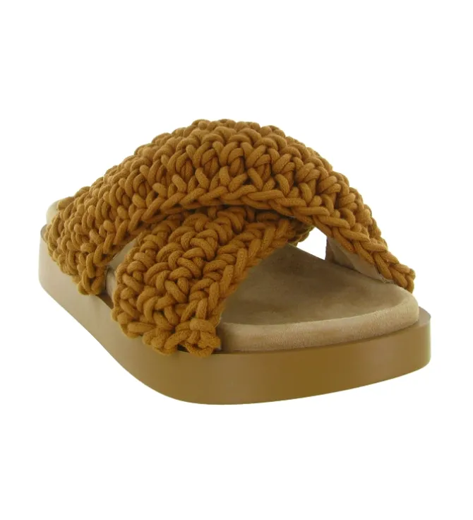 sandales et nu pieds - Mule Sabot - femme - Coton - Marron - Inuikii