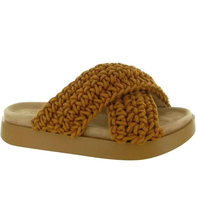 sandales et nu pieds - Mule Sabot - femme - Coton - Marron - Inuikii