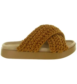 sandales et nu pieds - Mule Sabot - femme - Coton - Marron - Inuikii