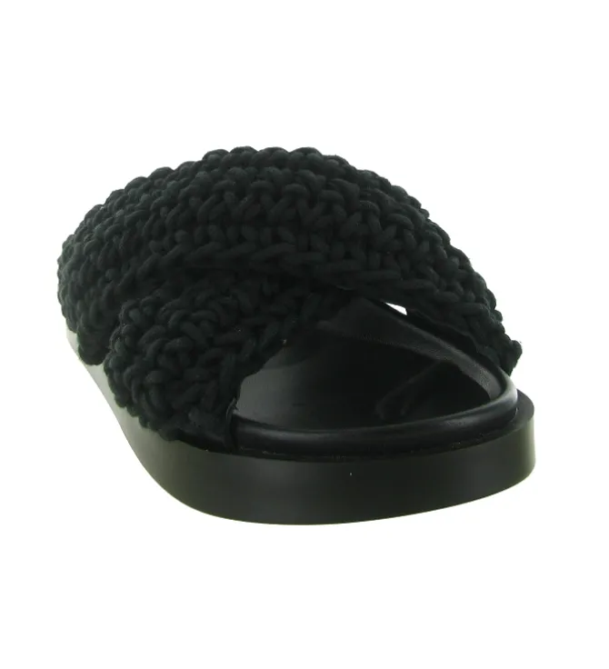 sandales et nu pieds - Mule Sabot - femme - Coton - Noir - Inuikii