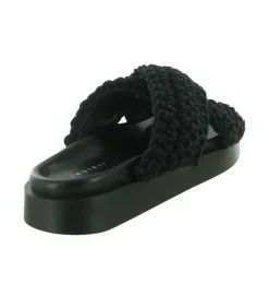 sandales et nu pieds - Mule Sabot - femme - Coton - Noir - Inuikii