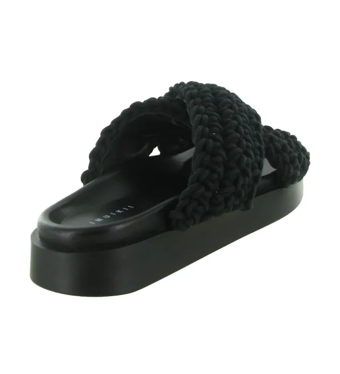 sandales et nu pieds - Mule Sabot - femme - Coton - Noir - Inuikii