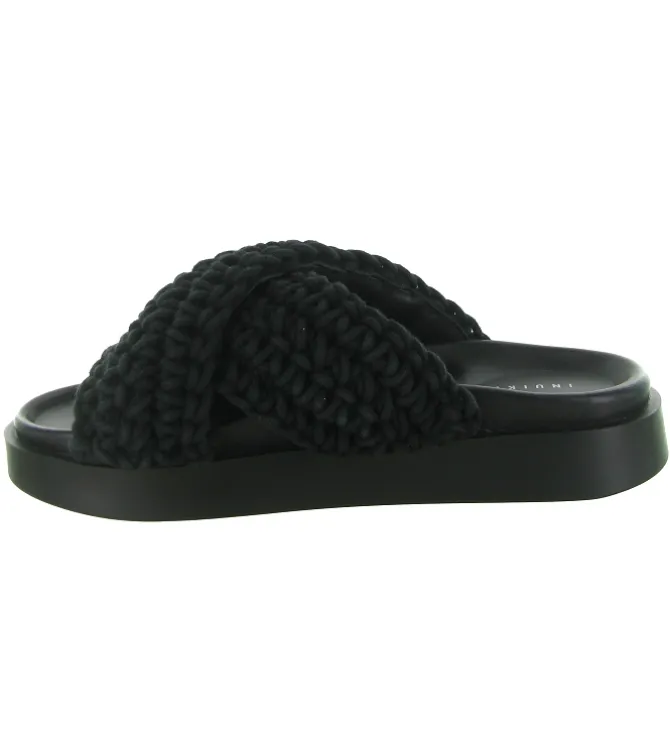 sandales et nu pieds - Mule Sabot - femme - Coton - Noir - Inuikii