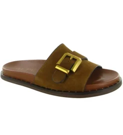 sandales et nu pieds - Mule Sabot - femme - Cuir - Camel - Alpe
