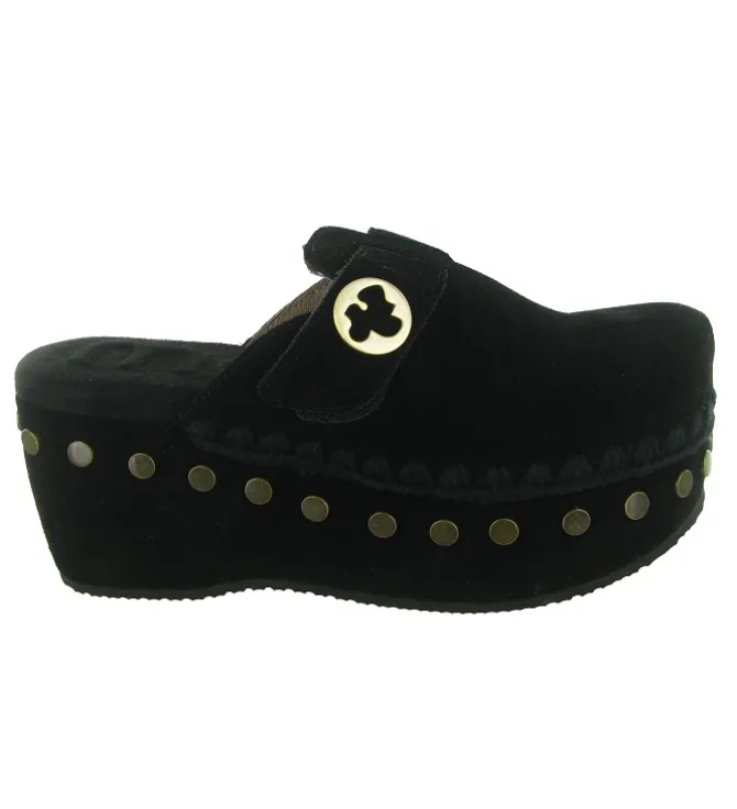 sandales et nu pieds - Mule Sabot - femme - Nubuck - Noir - Mou