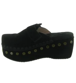sandales et nu pieds - Mule Sabot - femme - Nubuck - Noir - Mou