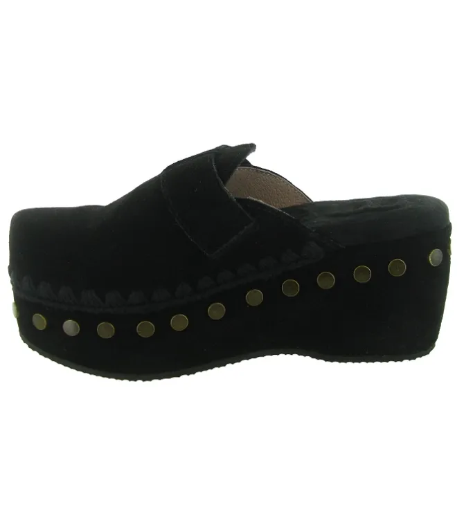 sandales et nu pieds - Mule Sabot - femme - Nubuck - Noir - Mou