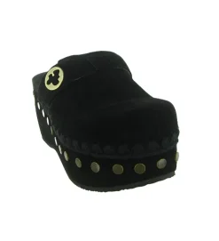 sandales et nu pieds - Mule Sabot - femme - Nubuck - Noir - Mou