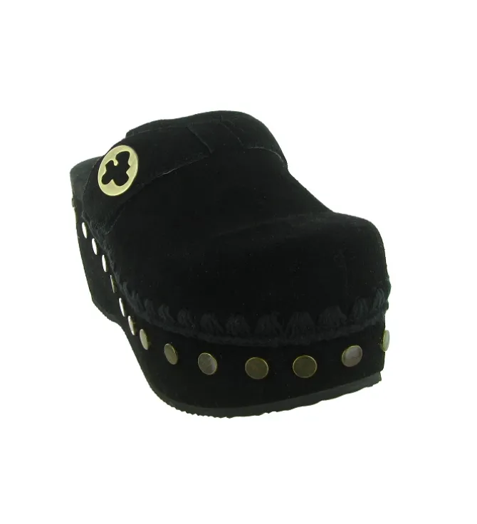 sandales et nu pieds - Mule Sabot - femme - Nubuck - Noir - Mou
