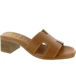 sandales et nu pieds - Mule Sabot - femme - Cuir - Marron - Oh my sandals