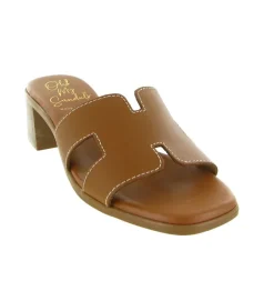 sandales et nu pieds - Mule Sabot - femme - Cuir - Marron - Oh my sandals