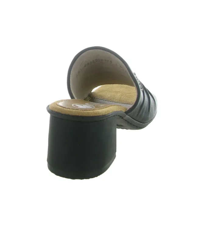 sandales et nu pieds - Mule Sabot - femme - Cuir - Noir - Rieker