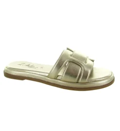 sandales et nu pieds - Mule Sabot - femme - Cuir - Or - Atelier tropezien