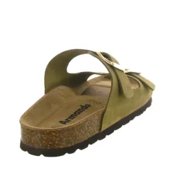 sandales et nu pieds - Mule Sabot - femme - Nubuck - Kaki - Armando