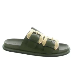sandales et nu pieds - Mule Sabot - femme - Cuir - Kaki - Noa harmon