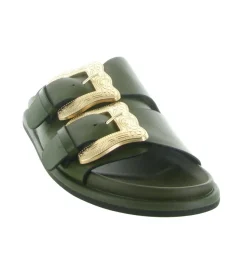 sandales et nu pieds - Mule Sabot - femme - Cuir - Kaki - Noa harmon