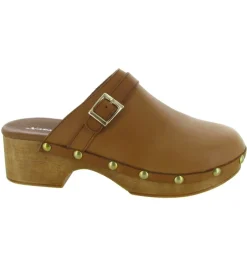 sandales et nu pieds - Mule Sabot - femme - Cuir - Marron - Xapatan