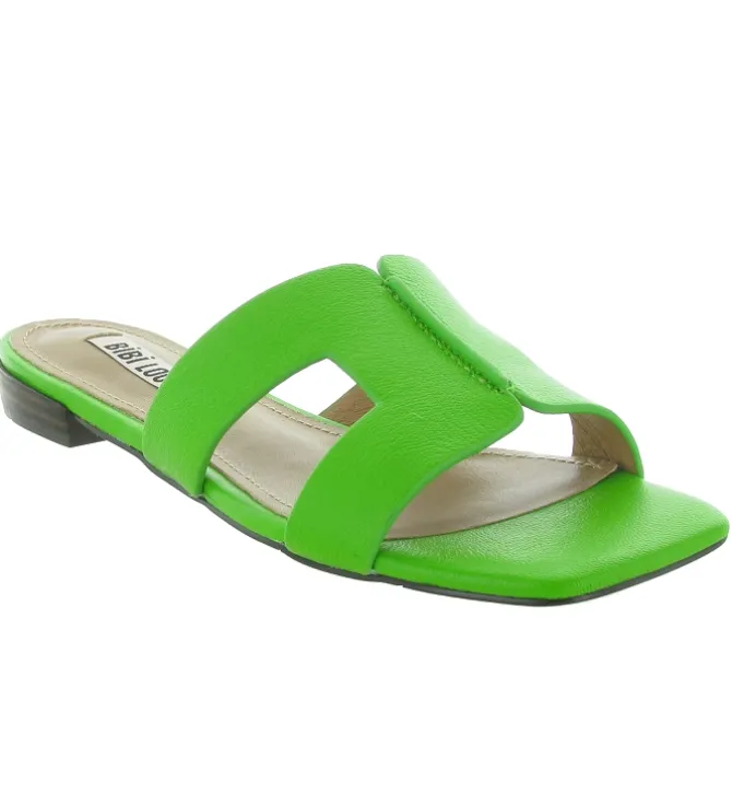 sandales et nu pieds - Mule Sabot - femme - Cuir - Vert - Bibi lou