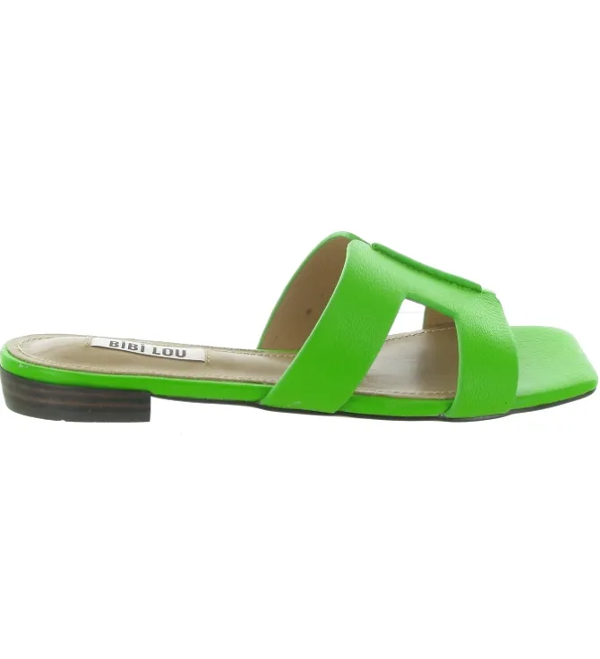 sandales et nu pieds - Mule Sabot - femme - Cuir - Vert - Bibi lou