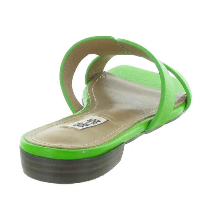 sandales et nu pieds - Mule Sabot - femme - Cuir - Vert - Bibi lou