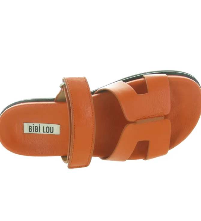 sandales et nu pieds - Mule Sabot - femme - Cuir - Orange - Bibi lou
